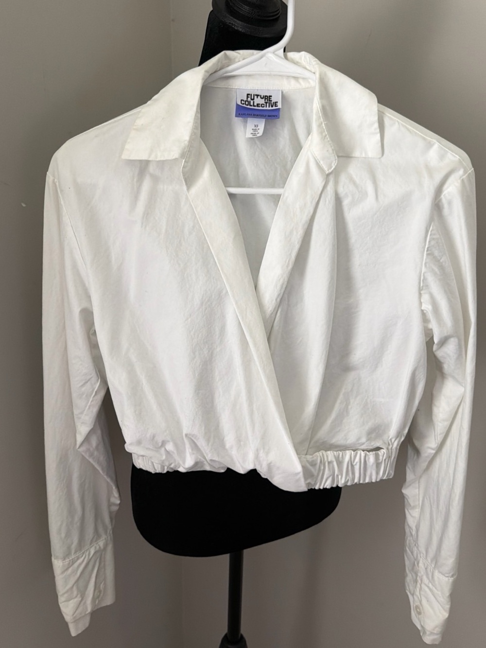 White Cropped Wrap Blouse